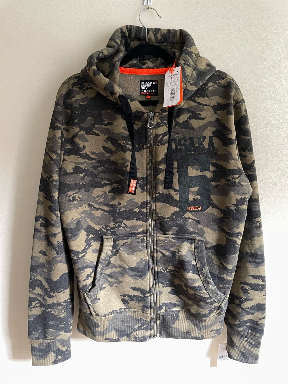 Superdry Osaka 6 Camo Zip Hoodie Men’s L NWT Heavyweight Dark Olive